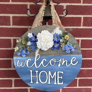 Welcome Home Floral Door Hanger Farmhouse Rustic Decor